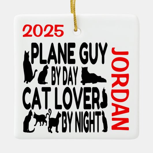 Cat Lover Flugzeug Typ CUSTOM Keramik Ornament (Vorderseite)