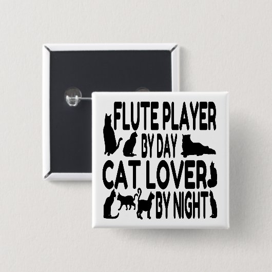 Cat Lover Flute Player Button (Vorne & Hinten)