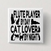 Cat Lover Flute Player Button (Vorderseite)