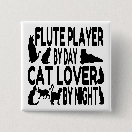 Cat Lover Flute Player Button (Vorderseite)