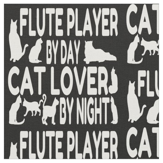 Cat Lover Flute Player Stoff (Nahaufnahme)