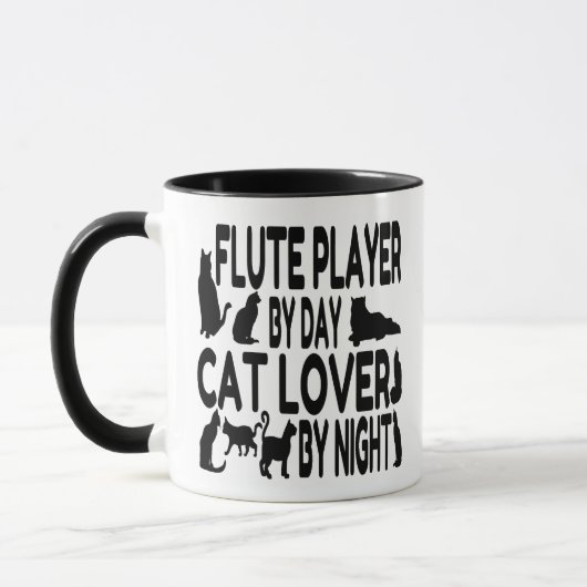Cat Lover Flute Player Tasse (Links)