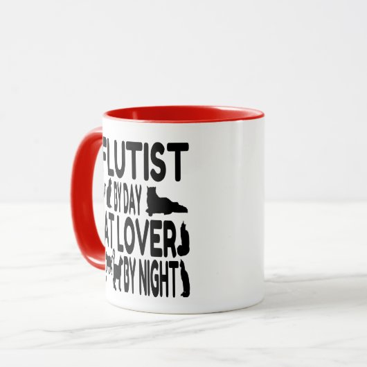 Cat Lover Flutist Tasse (Vorderseite Links)