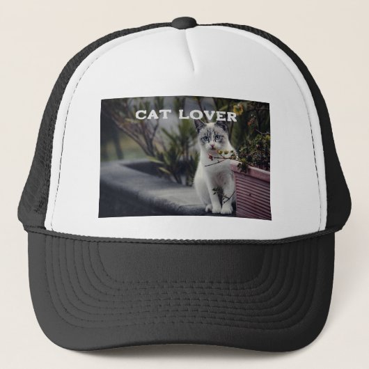 Cat Lover Foto Baseball Trucker Hat - Cap Truckerkappe (Vorderseite)