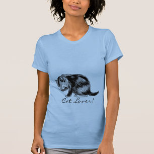 Cat Lover Fun Gray Tabby Kitten Artwork T-Shirt