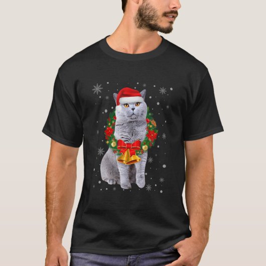 Cat Lover Funny British Shorthair TreChristmas L T-Shirt (Vorderseite)