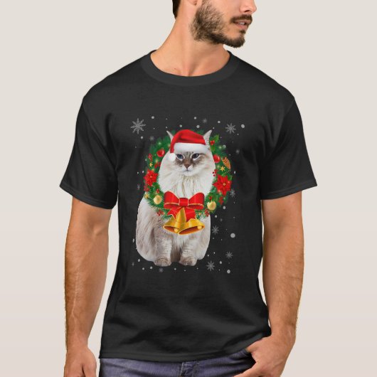 Cat Lover Funny Siberian Tree Weihnachtslicht T-Shirt (Vorderseite)