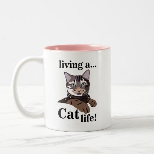 Cat Lover Funny Zweifarbige Tasse (Links)