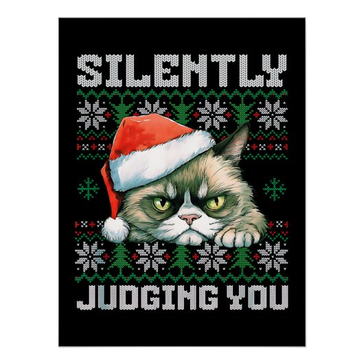 Cat Lover Geschenk Grumpy Cat Zu Weihnachten Poster (Vorderseite)
