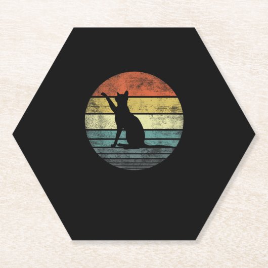 Cat Lover Geschenke Retro Vintag Kitty Silhouette Untersetzer (Vorderseite)