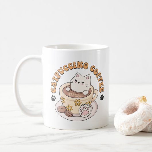 Cat Lover Gift, Catpuccino Kaffee Funny Quotes Kaffeetasse (Mit Donut)