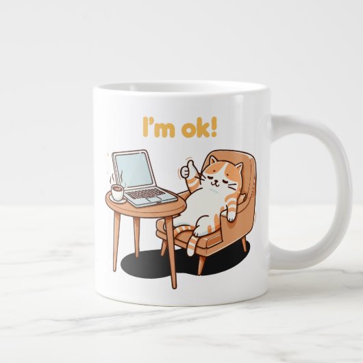 cat lover gift i'm ok Jumbo-Tasse (Rechts)
