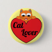 Cat Lover Ginger Cat Face with Red Heart Button (Vorderseite)