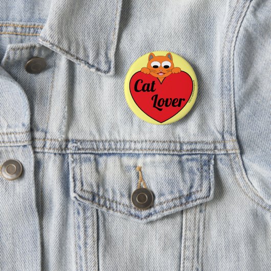 Cat Lover Ginger Cat Face with Red Heart Button (Beispiel)