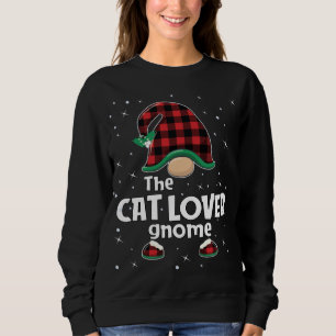 Cat Lover Gnome Buffalo Kariert Matching Christmas Sweatshirt
