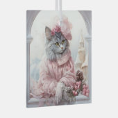 Cat Lover Gray Kitten Pink Frilly Clothes Ornament Aus Glas (Vorderseite Rechts)
