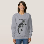 Cat Lover Grey White Cat Art Text  Sweatshirt (Vorne ganz)
