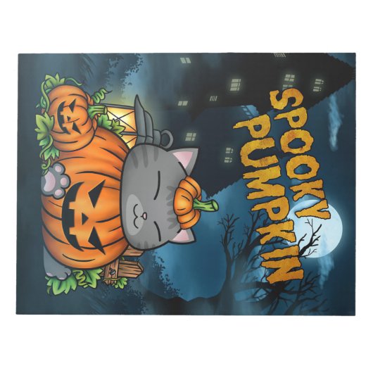 Cat Lover Halloween Cat Pumpkin Notizblock (Vorderseite)