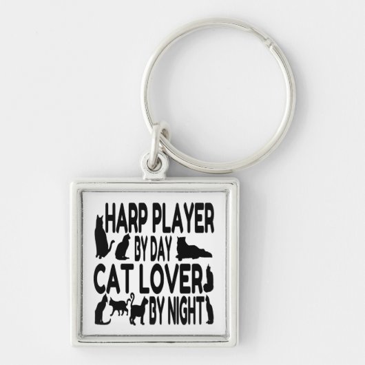 Cat Lover Harp Player Schlüsselanhänger (Vorne)