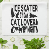 Cat Lover Ice Skater Geschirrtuch (Gefaltet)