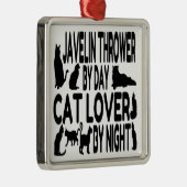 Cat Lover Javelin Thrower Silbernes Ornament (Rechts)