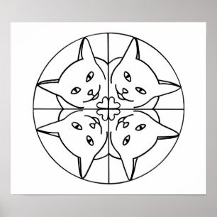 Cat Lover Kaleidoskop Cats Herz Kontur Poster