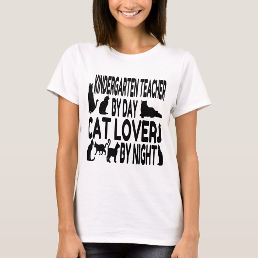 Cat Lover Kindergarten Lehrerin T-Shirt (Vorderseite)