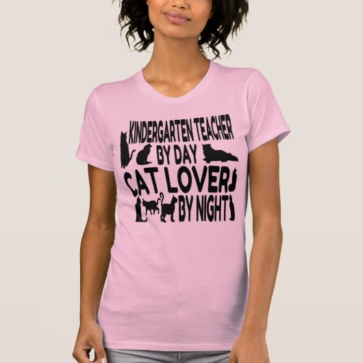 Cat Lover Kindergarten Lehrerin T-Shirt (Vorderseite)