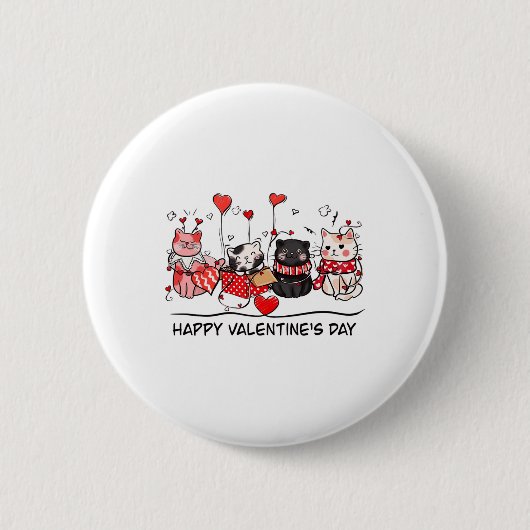 Cat Lover Kitten Happy Valentinstag Männer Frauen  Button (Vorderseite)