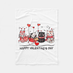 Cat Lover Kitten Happy Valentinstag Männer Frauen  Fleecedecke