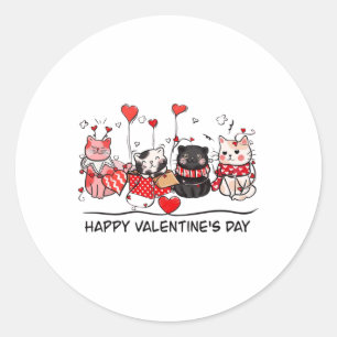 Cat Lover Kitten Happy Valentinstag Männer Frauen Runder Aufkleber