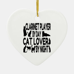 Cat Lover Klarinet Player Keramik Ornament