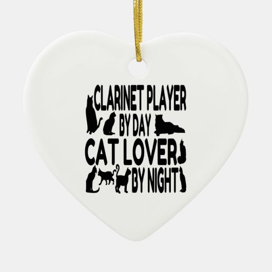 Cat Lover Klarinet Player Keramik Ornament (Vorne)