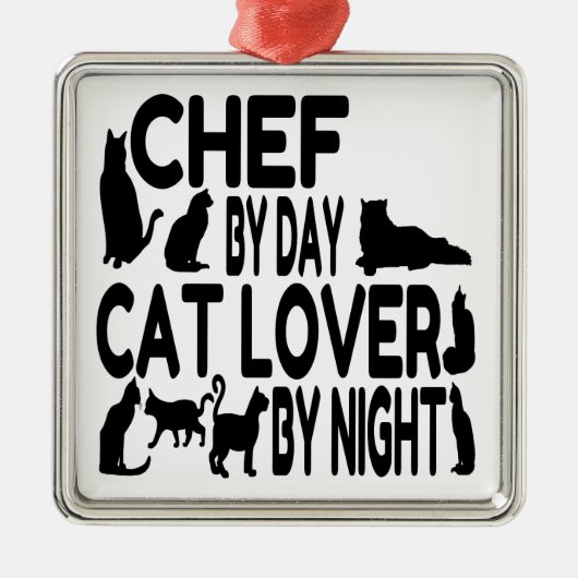 Cat Lover Koch Silbernes Ornament (Vorne)