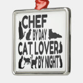 Cat Lover Koch Silbernes Ornament (Links)