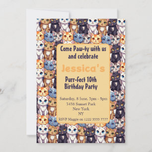 Cat Lover l Come Paw ty mit uns zum Geburtstag Einladung