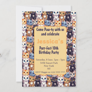 Cat Lover l Come Paw ty mit uns zum Geburtstag Einladung