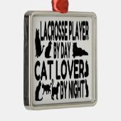 Cat Lover Lacrosse Player Silbernes Ornament (Rechts)