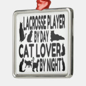 Cat Lover Lacrosse Player Silbernes Ornament (Links)