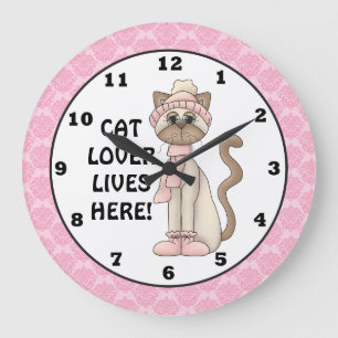 Cat Lover lebt hier Wanduhr