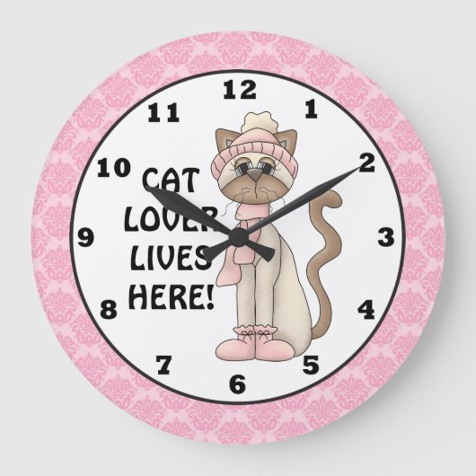 Cat Lover lebt hier Wanduhr (Vorderseite)