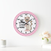 Cat Lover lebt hier Wanduhr (Zuhause)