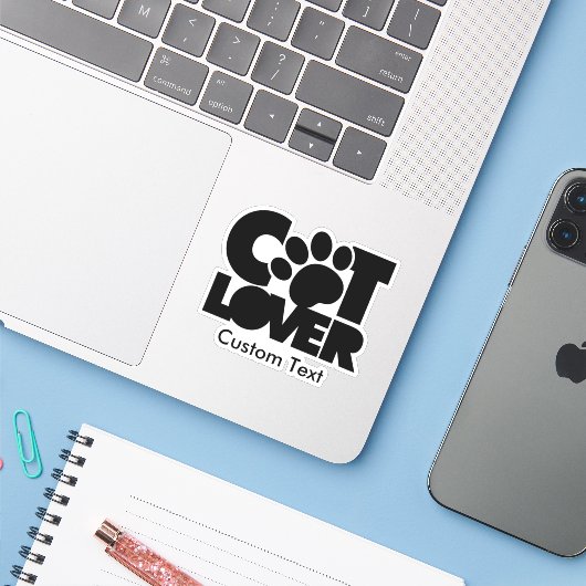 Cat Lover Logo Aufkleber (Laptop mit iPhone)