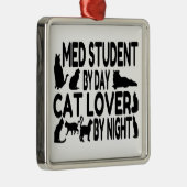 Cat Lover Med Student Silbernes Ornament (Rechts)