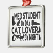 Cat Lover Med Student Silbernes Ornament (Links)