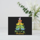 Cat Lover Merry Meowy Weihnachtsbaum Katze Urlaub Postkarte (Stehend Vorderseite)