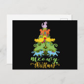 Cat Lover Merry Meowy Weihnachtsbaum Katze Urlaub Postkarte (Vorne/Hinten)