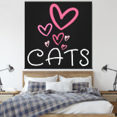 Cat Lover mit rosa Lovehearen Leinwanddruck (Insitu (Schlafzimmer))