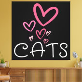 Cat Lover mit rosa Lovehearen Leinwanddruck (Insitu (Wohnzimmer))