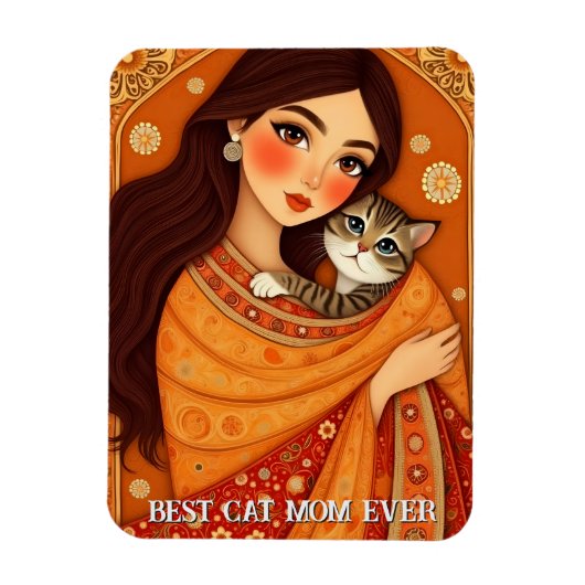 Cat lover Mom Photo  orange Magnet (Vertikal)